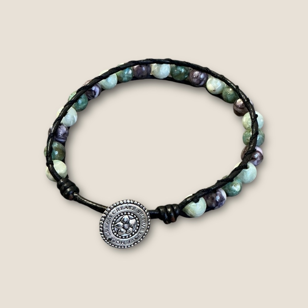 Natural Stone and Sterling Beaded Bracelet